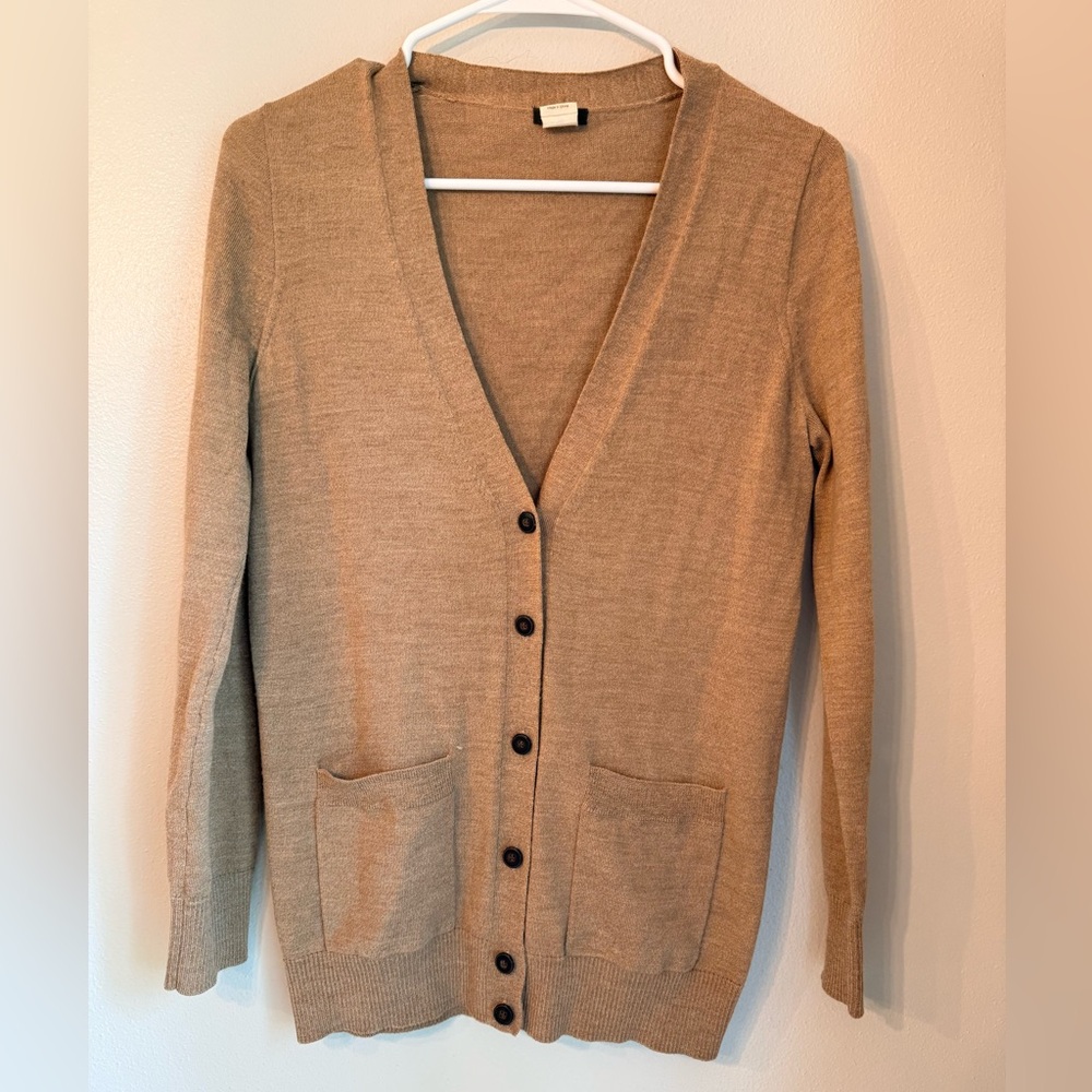 J. Crew Women’s Oversized Wool Tan Minimalist Cardigan XS